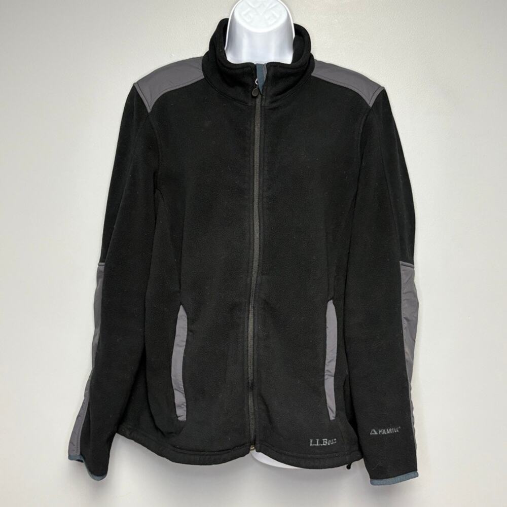 L.L. Bean Polartec Black Full Zip Gorpcore Mock Neck Womens Jacket Sz L